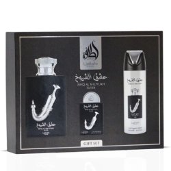 Lattafa Pride Ishq Al Shuyukh Silver Luxury Perfume Gift Set for Men
