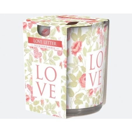 Bispol Scented Candle Motif Glass 'Love' 100g Wax 7x8cm Burn Time 22h
