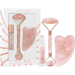 Crystalove Rose Quartz Rolls Gua Sha Bottle Pink Quartz