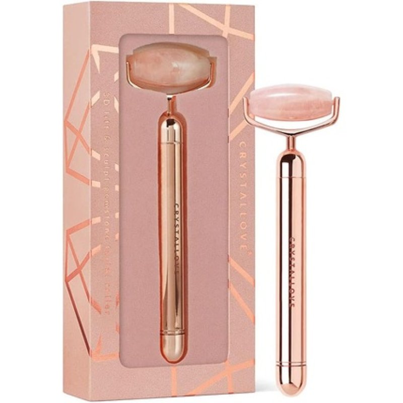 Crystallove Rose Quartz Pulsating Facial Roller Massager