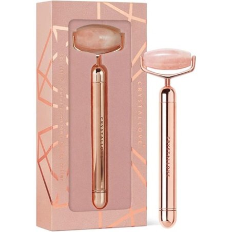 Crystallove Rose Quartz Pulsating Facial Roller Massager