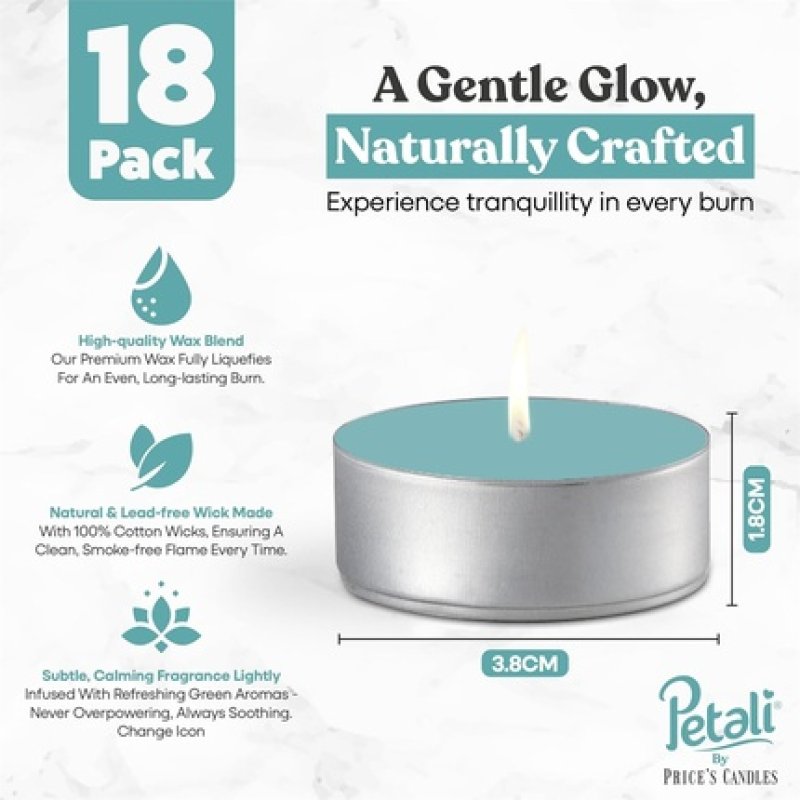 Price's Candles Petali Range Bubbles Scented Tea Lights - Pack of 18