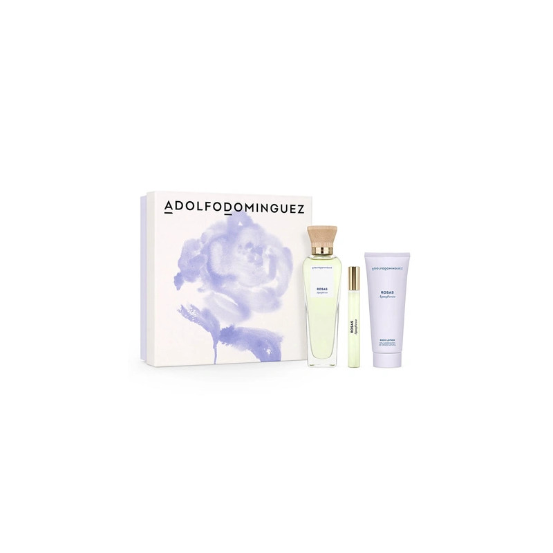 Adolfo Dominguez Agua Fresca De Rosas Eau De Toilette 120ml Spray With 100ml Body Lotion And 10ml Miniature Eau De