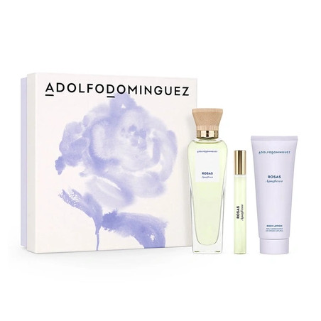 Adolfo Dominguez Agua Fresca De Rosas Eau De Toilette 120ml Spray With 100ml Body Lotion And 10ml Miniature Eau De
