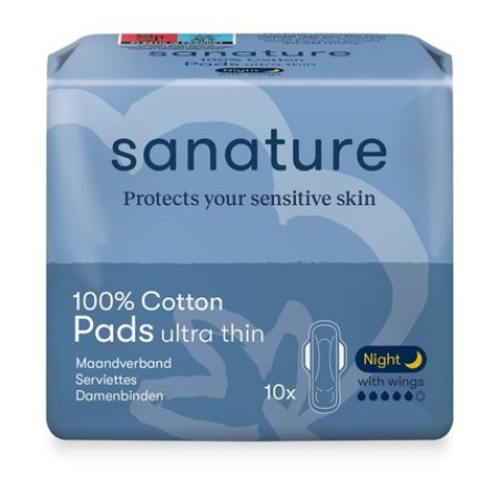 Sanature Cotton Night Pad Ultra With Wings Perfect For Overnight Protection