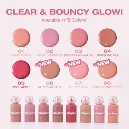 Peripera Syrupy Tok Cheek 5 Colors Liquid Blush Dewy Finish and Hydration