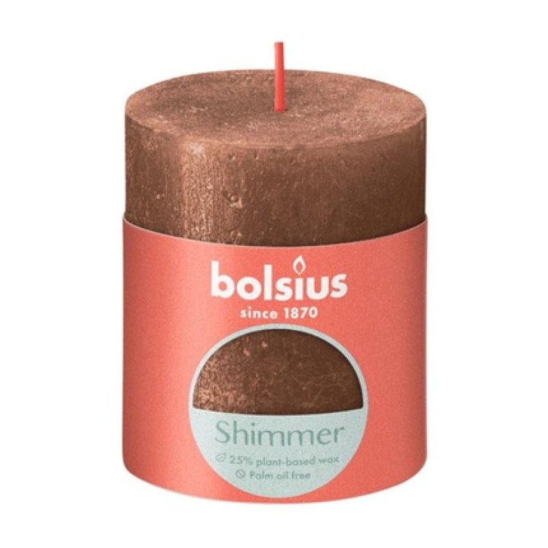 Bolsius Shimmer Stump Candle 80x68 Copper