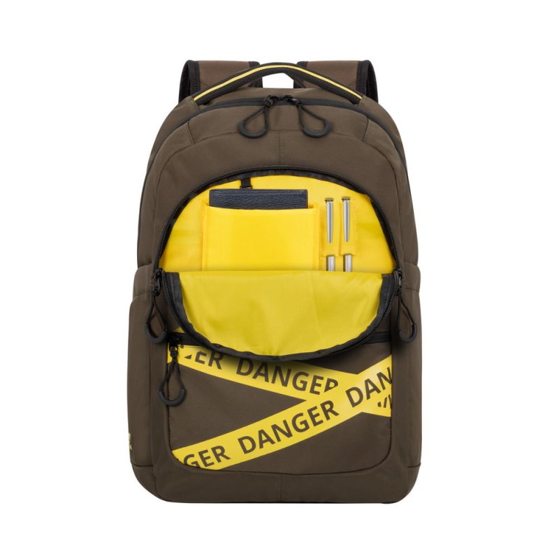 Rivacase Erebus 39.6 cm (15.6") Backpack Khaki, Yellow