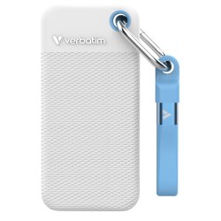 VERBATIM POCKET SSD USB 3.2 GEN 2 2TB WHITE/LIGHT BLUE INCL. TWO RUBBER SLEEVES
