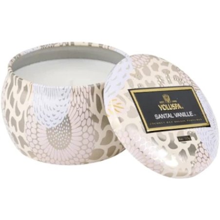 Voluspa Santal Vanille Mini Tin Candle 4 Ounce 25 Hour Burn Time Coconut Wax