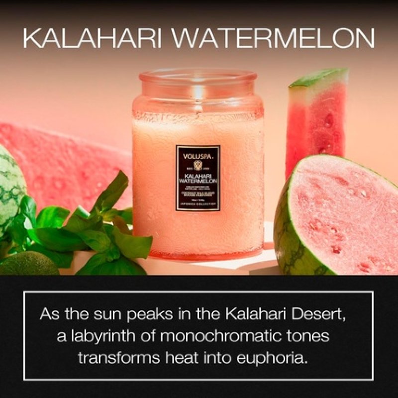 Voluspa Kalahari Watermelon Large Candle Jar 18 Oz 100 Hour Burn Time