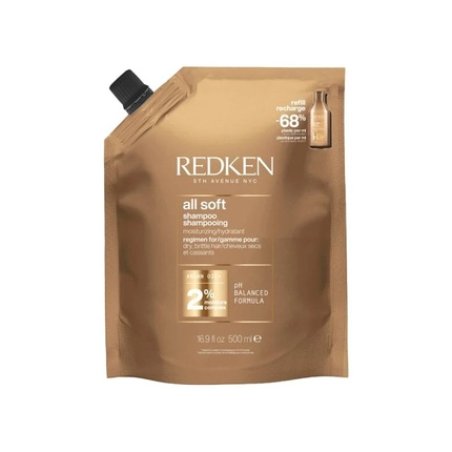 Redken All Soft Shampoo Refill Pouch 500ml Nourishing Hair Care