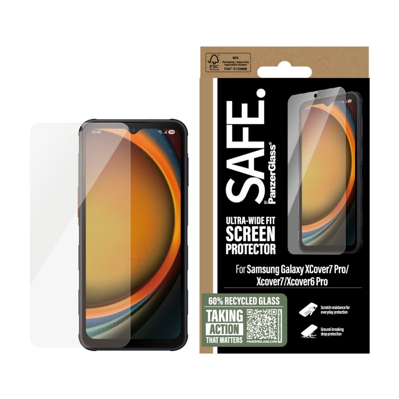 PanzerGlass SAFE. by Screen Protector Samsung Galaxy Xcover7 Pro | Xcover7 | Xcover6 Pro | Ultra-Wide Fit