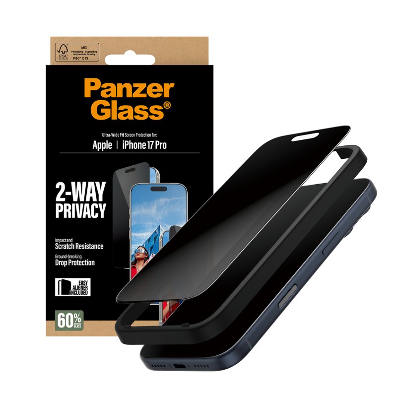 PanzerGlass 2-Way Privacy Schutzglas iPhone 17 Pro/UWF