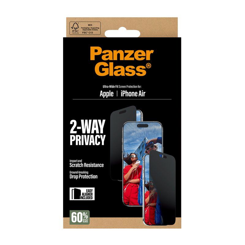 PanzerGlass 2-Way Privacy Screen Protector iPhone Air | Ultra-Wide Fit w. EasyAligner Protection d'écran transparent