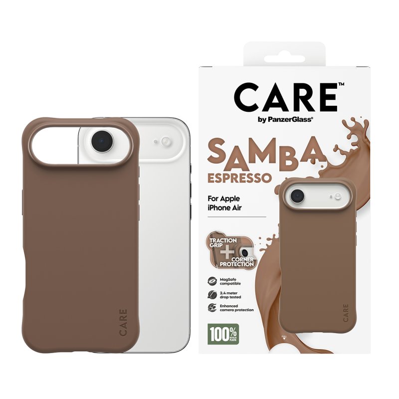 PanzerGlass CARE by Fashionable Case Samba Espresso w. MagSafe iPhone Air coque de protection pour téléphones