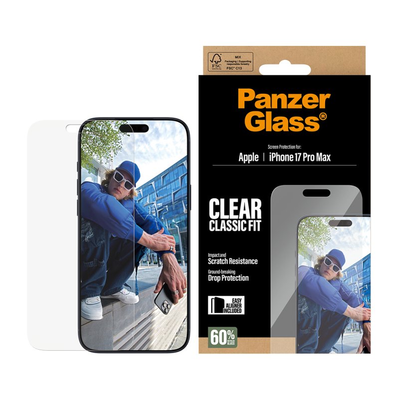 PanzerGlass Screen Protector iPhone 17 Pro Max | Classic Fit w. EasyAligner