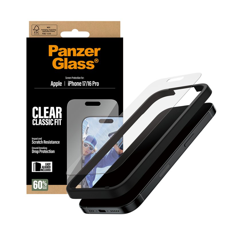 PanzerGlass Screen Protector iPhone 17 | iPhone 16 Pro | Classic Fit w. EasyAligner