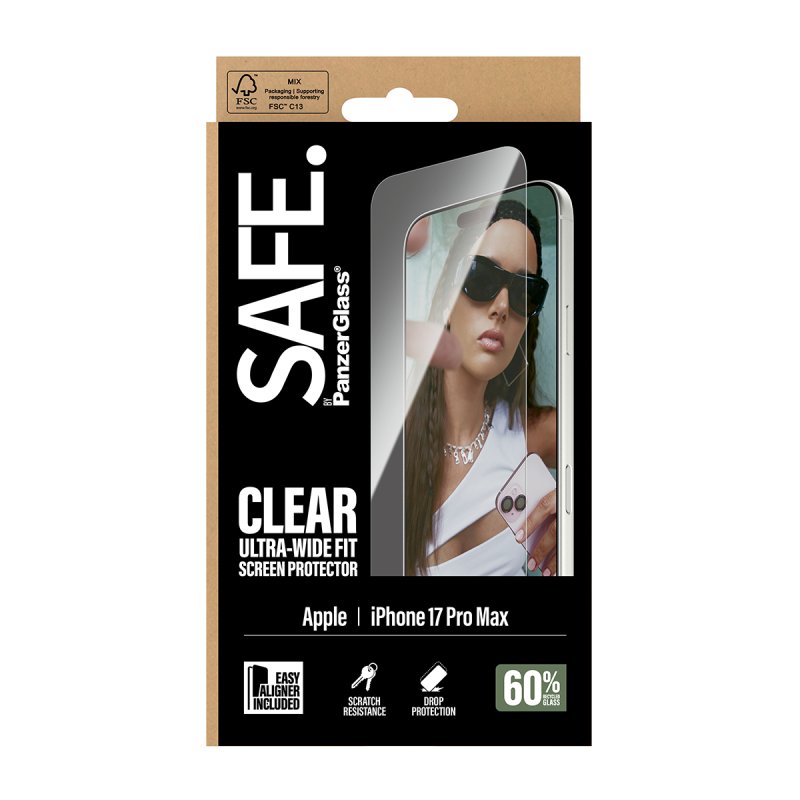 PanzerGlass SAFE. by Screen Protector iPhone 17 Pro Max | Ultra-Wide Fit w. EasyAligner