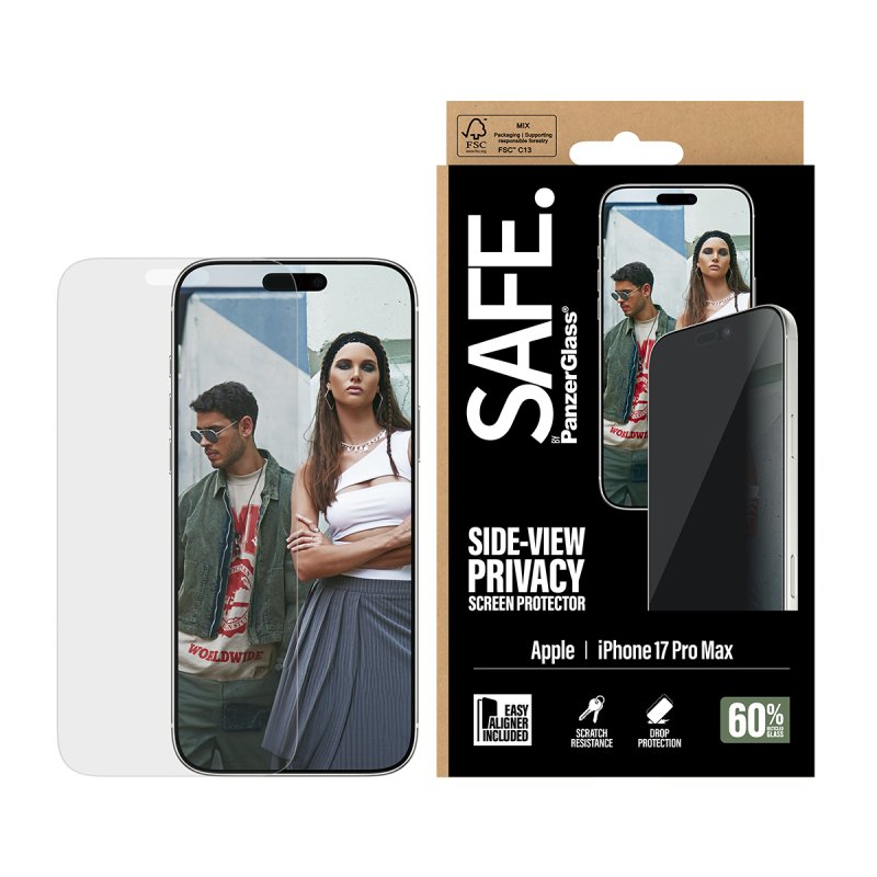 PanzerGlass SAFE. by Privacy Screen Protector iPhone 17 Pro Max | Ultra-Wide Fit w. EasyAligner Protection d'écran