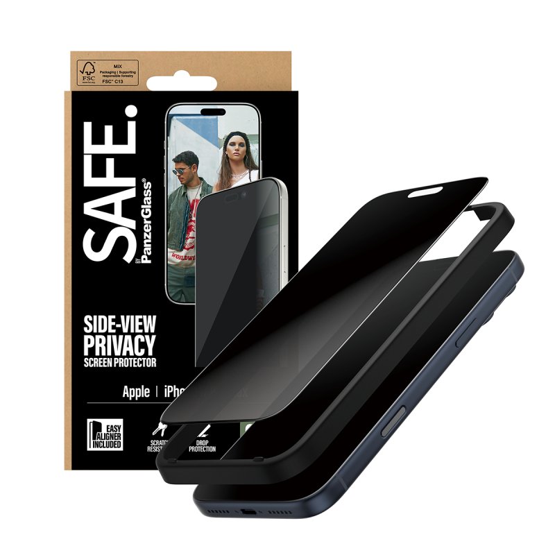 PanzerGlass SAFE. by Privacy Screen Protector iPhone 17 Pro Max | Ultra-Wide Fit w. EasyAligner Protection d'écran