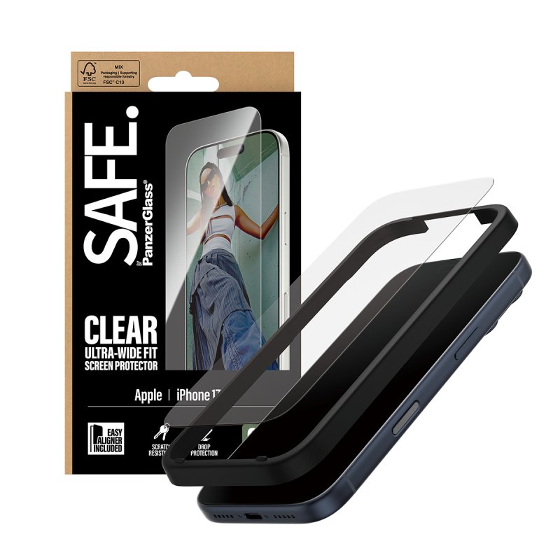 PanzerGlass SAFE. by Screen Protector iPhone 17 Pro | Ultra-Wide Fit w. EasyAligner