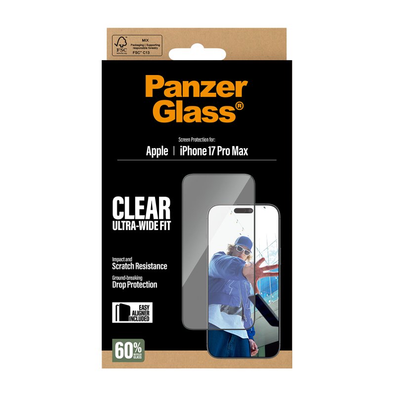 PanzerGlass Screen Protector iPhone 17 Pro Max | Ultra-Wide Fit w. EasyAligner Protection d'écran transparent Apple 1