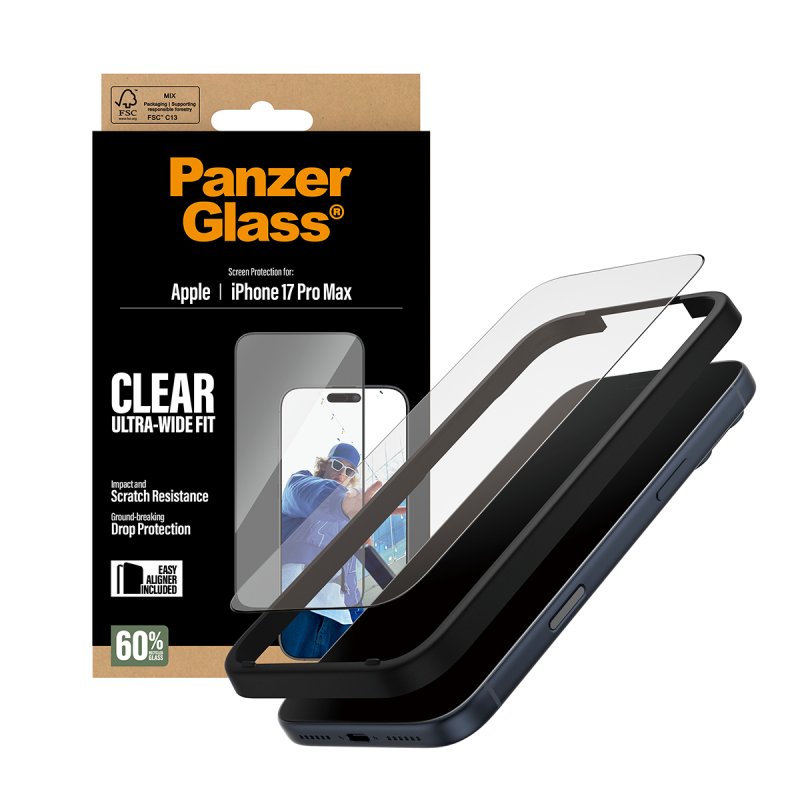 PanzerGlass Screen Protector iPhone 17 Pro Max | Ultra-Wide Fit w. EasyAligner Protection d'écran transparent Apple 1