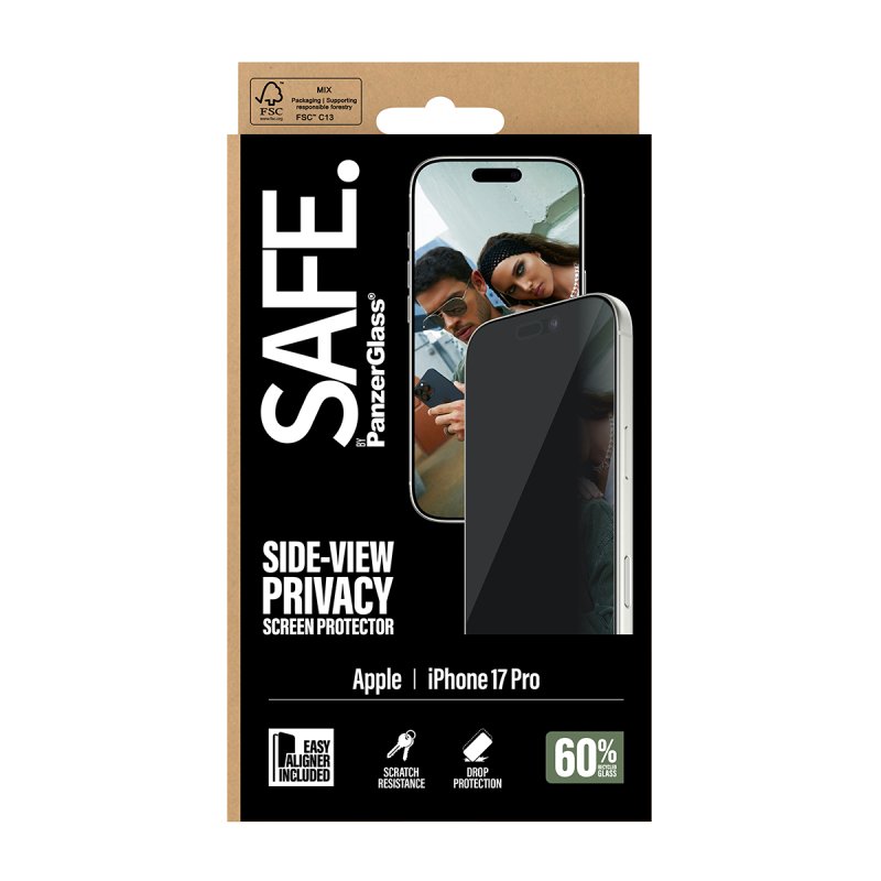 PanzerGlass SAFE. by Privacy Screen Protector iPhone 17 Pro | Ultra-Wide Fit w. EasyAligner