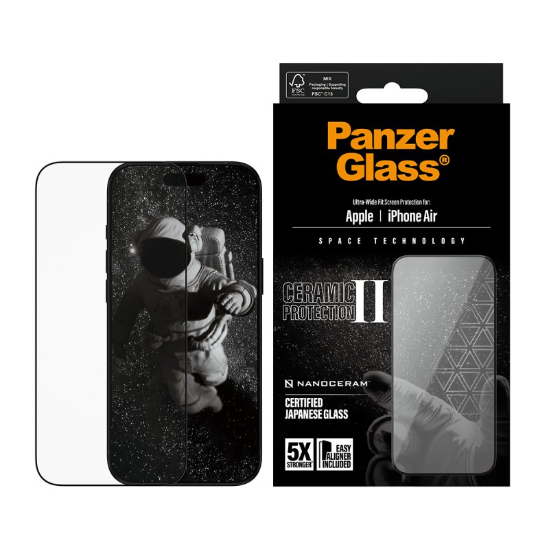 PanzerGlass Ceramic II Screen Protector iPhone Air | Ultra-Wide Fit w. EasyAligner Protection d'écran transparent