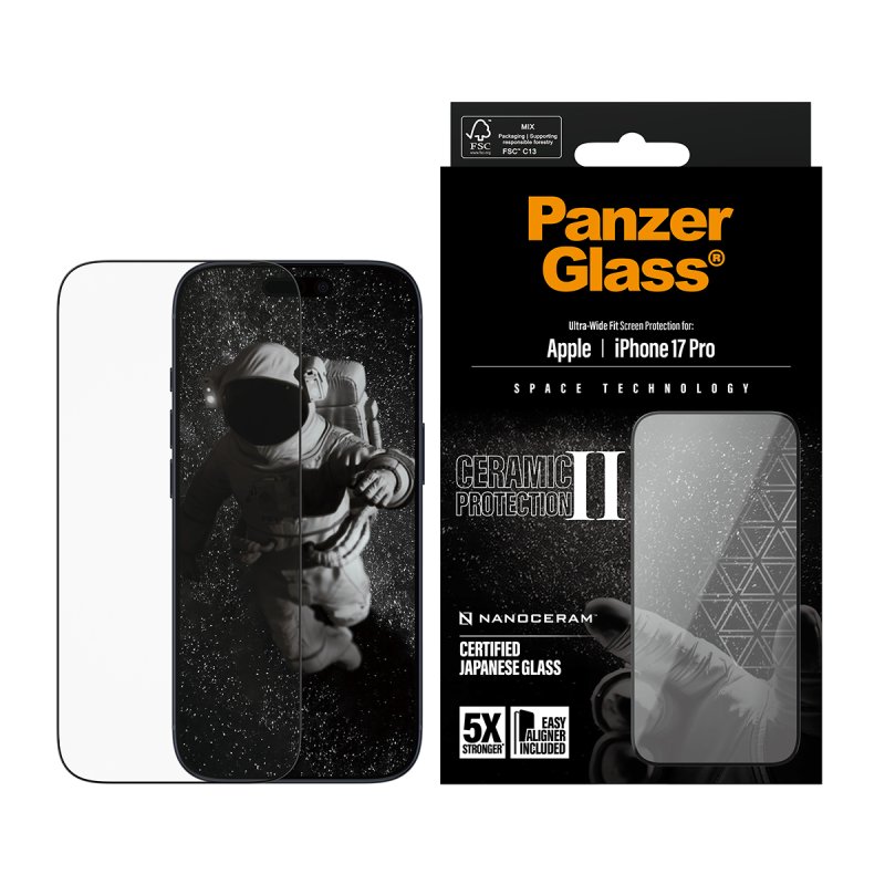 PanzerGlass Ceramic II Screen Protector iPhone 17 Pro | Ultra-Wide Fit w. EasyAligner