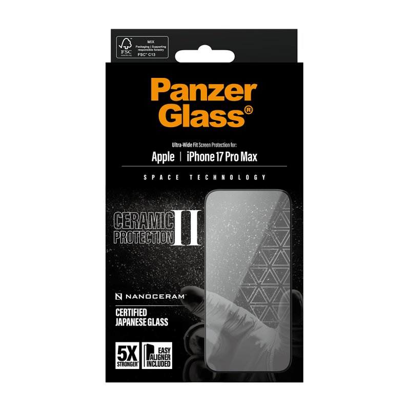 PanzerGlass Ceramic II Schutzglas iPhone 17 Pro Max UWF