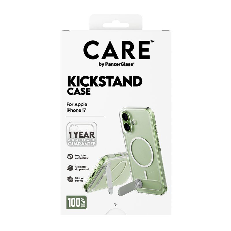 PanzerGlass CARE by Feature Case Transparent w. Kickstand & MagSafe iPhone 17