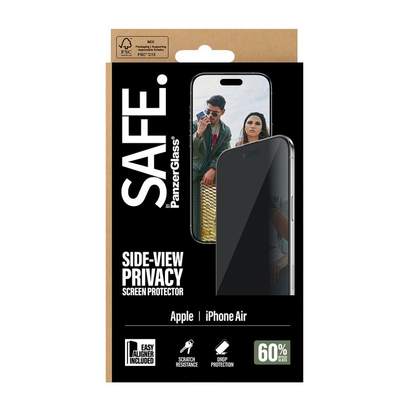 PanzerGlass SAFE. by Privacy Screen Protector iPhone Air | Ultra-Wide Fit w. EasyAligner Protection d'écran