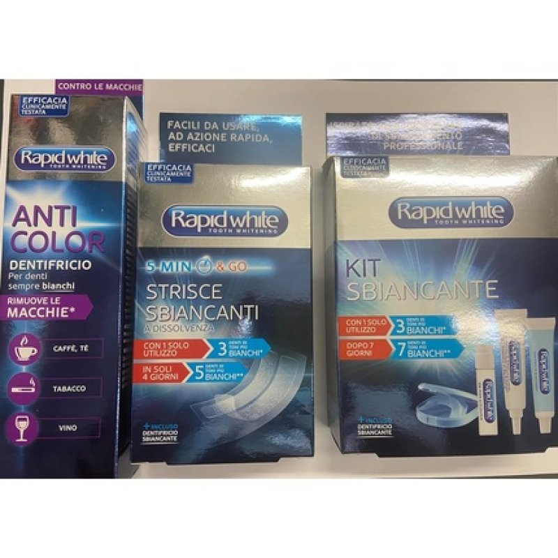 Rapid White Anti-Color Toothpaste Whitening Strips and Bleaching Set for Stain Removal from Tobacco Coffee