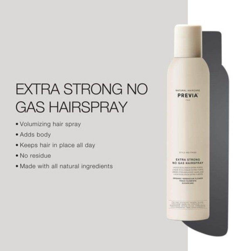 PREVIA Extra Strong No Gas Hairspray with Organic Verbascum Flower 11.8oz