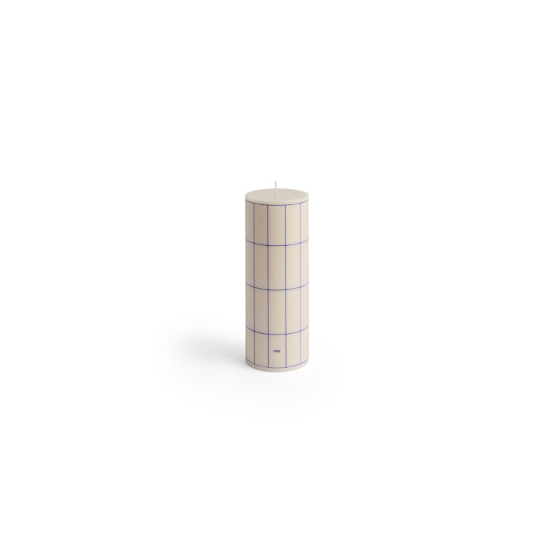 HAY - Column Candle Medium H20 (White & Blue Grid Check)