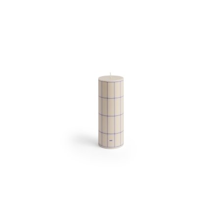 HAY - Column Candle Medium H20 (White & Blue Grid Check)