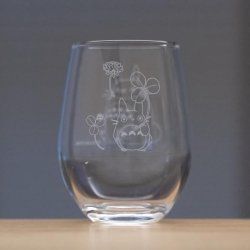 MON VOISIN TOTORO - Totoro & Trèfle blanc - Verre Gravé 325ml