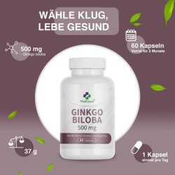 Ginkgo Biloba 500mg Memory and Concentration 60 Capsules