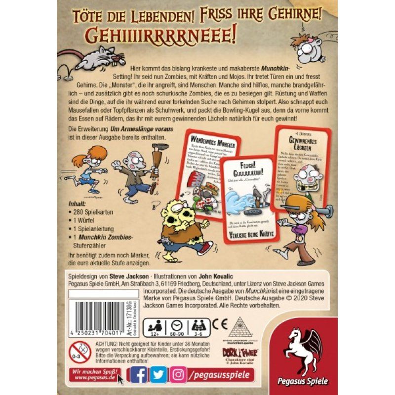 Pegasus Spiele Munchkin Zombies 1 2 Jeu de cartes Tactique