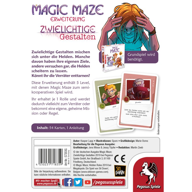 Pegasus 57203G board/card game Magic Maze: Zwielichtige Gestalten, Magic Maze 15 min Board game expansion