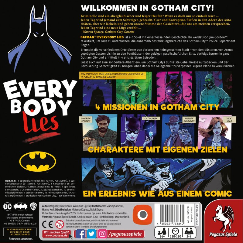 Pegasus Spiele Batman - Everybody Lies 180 min Board game Role-playing