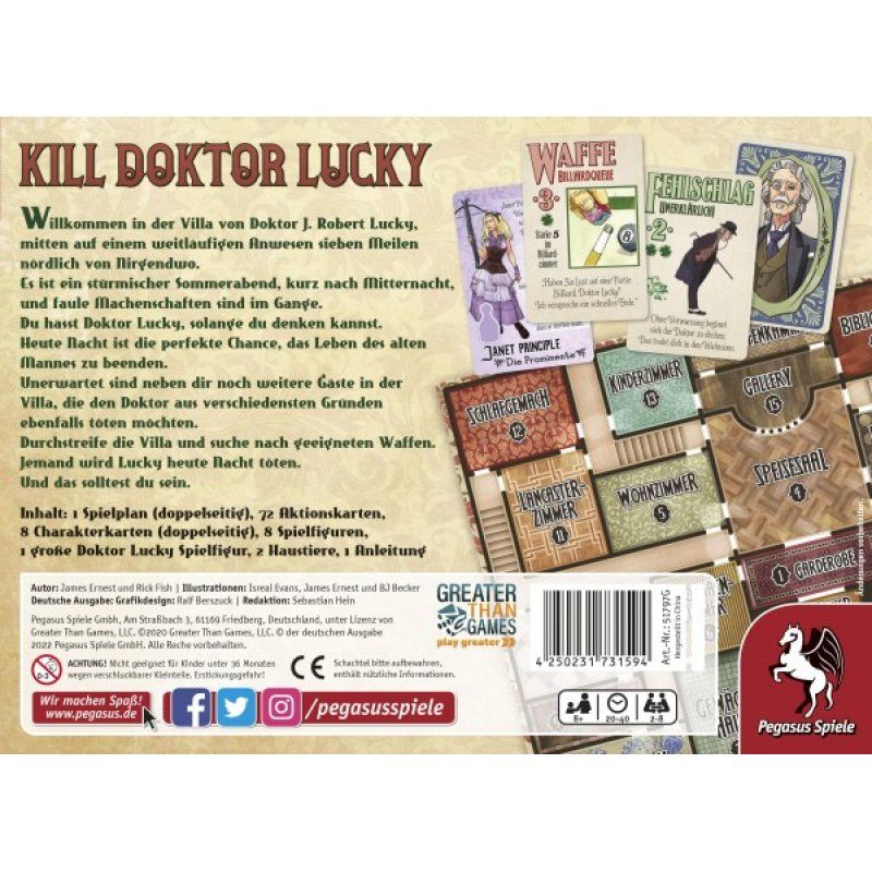 Pegasus Spiele Kill Doktor Lucky Board game Detective