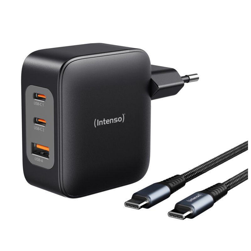 Intenso W100ACC C520C, Power Adapter Charging Cable Set, 100W, Fast Charging, GaN, Charge 3 Devices Simultaneously,