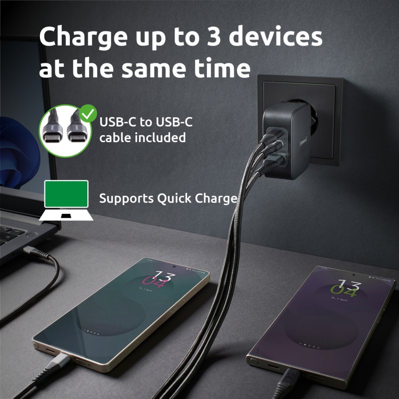 Intenso W100ACC C520C, Ensemble adaptateur secteur câble de charge, 100 W, charge rapide, technologie GaN, charge