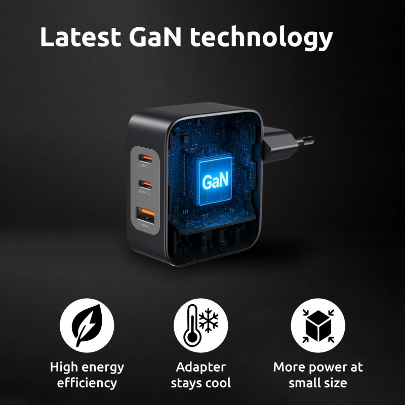 Intenso W100ACC C520C, Ensemble adaptateur secteur câble de charge, 100 W, charge rapide, technologie GaN, charge