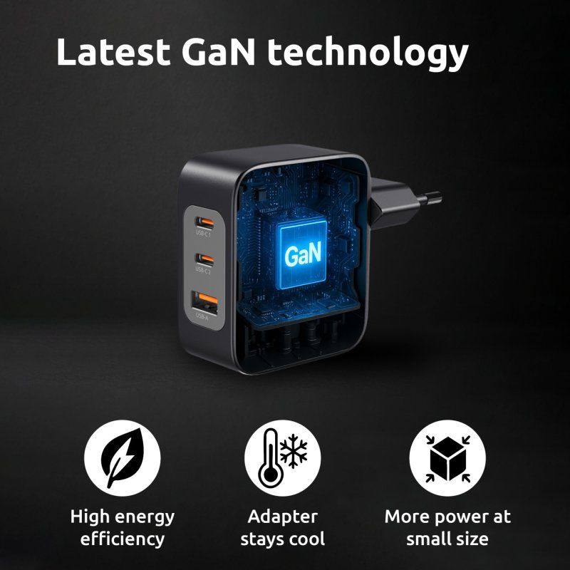 Intenso W100ACC C520C, Power Adapter Charging Cable Set, 100W, Fast Charging, GaN, Charge 3 Devices Simultaneously,