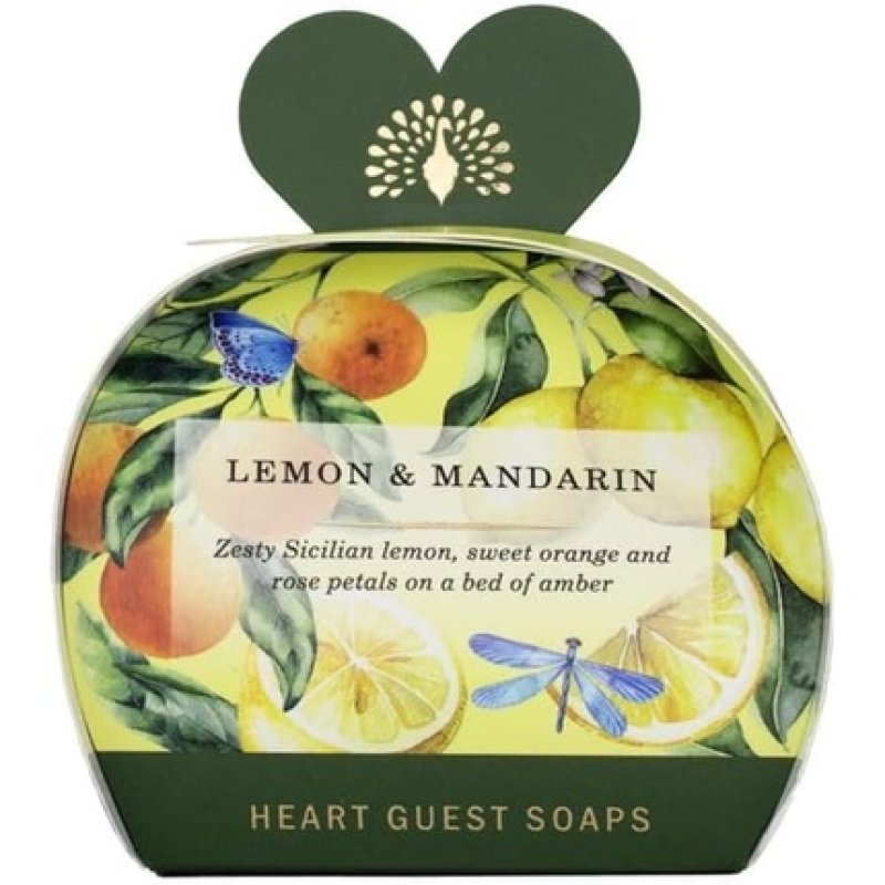 The English Soap Company Sandalwood Shea Butter Heart Shaped Guest Soaps 3 x 20g Lemon & Mandarin - Pack of 3