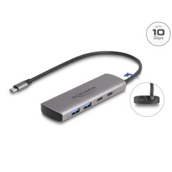 DeLOCK 64299 interface hub USB 3.2 Gen 1 (3.1 Gen 1) Type-C 10000 Mbit/s Grey